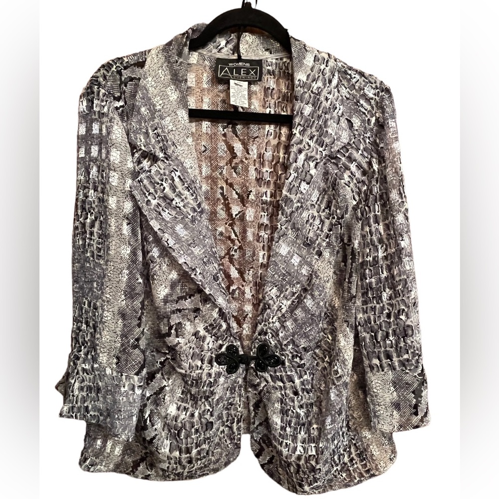 Women’s New Sheer Jacket Alex Evenings snake skin pattern